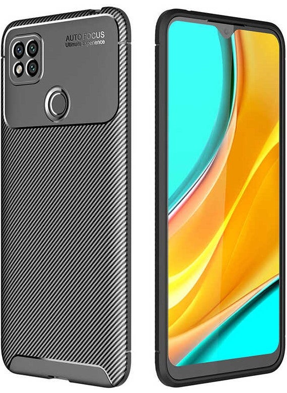 Nevarium Xiaomi Redmi 9c Case Carbon Textured Silicone - Black 