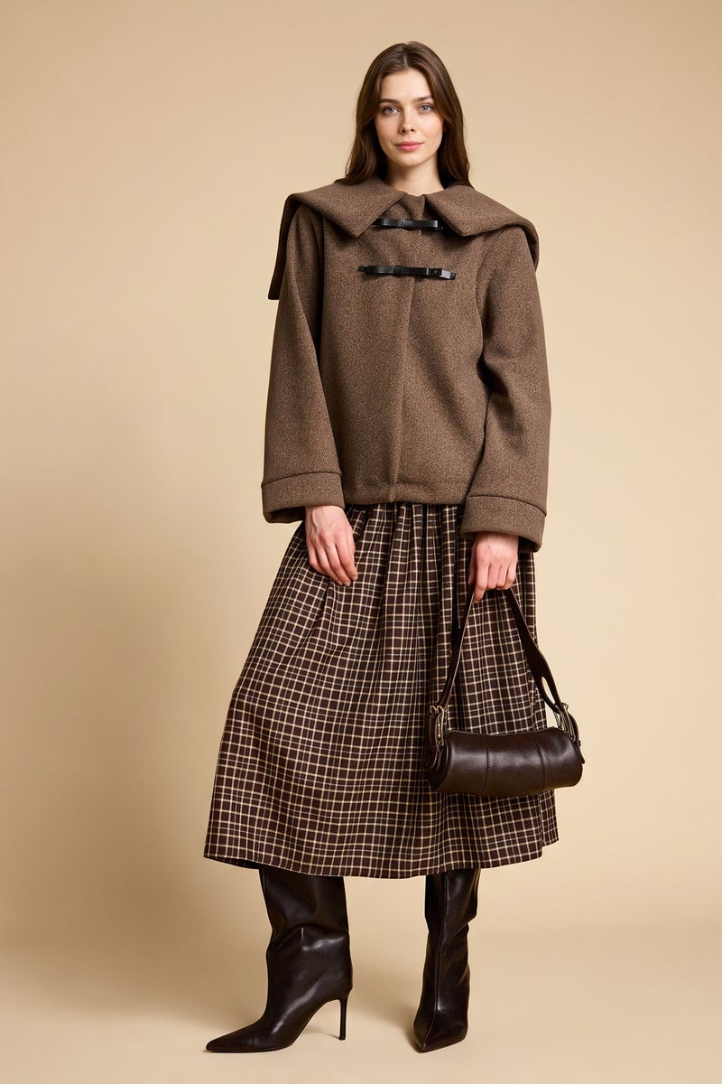 DeFacto Brown Woman A Line Printed Maxi Skirt Casual - Image 2