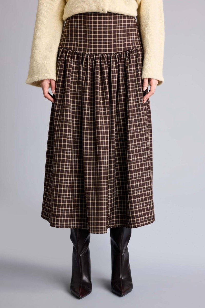 DeFacto Brown Woman A Line Printed Maxi Skirt Casual - Image 3