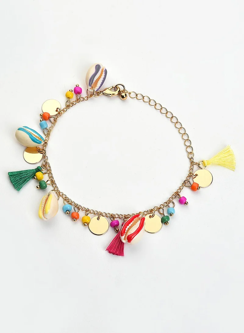 Multi-Coloured Beaded Vilandi Artificial Anklet Jewellery