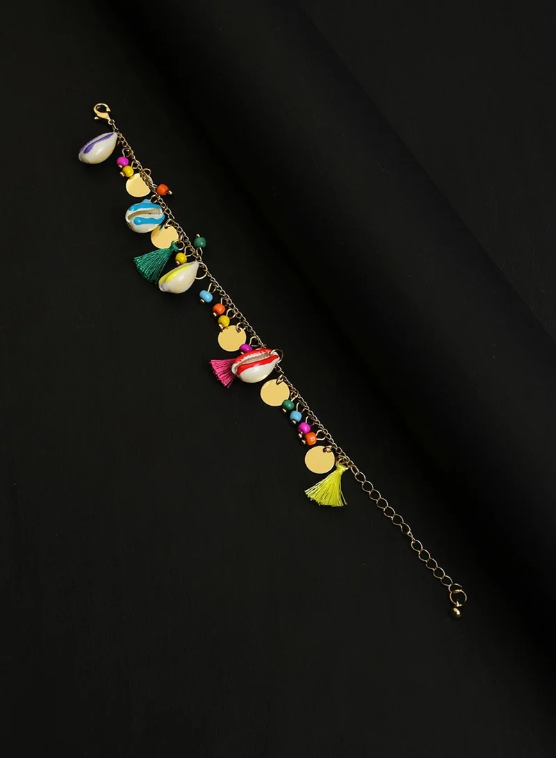 SOHI Multi-Coloured Beaded Vilandi Artificial Anklet Jewellery