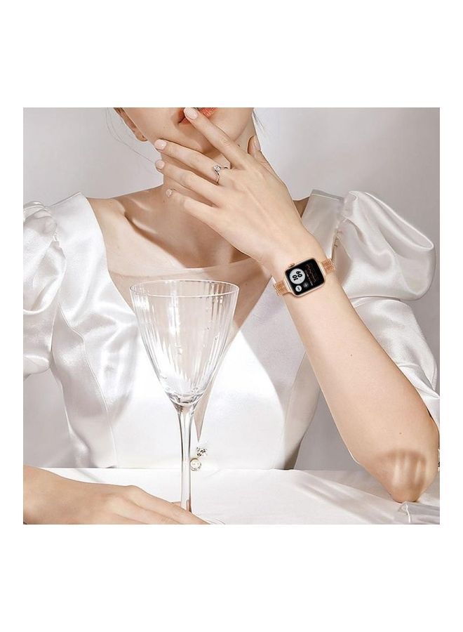 NIBEMINENT Ethnic Replacement Watchband for Apple Watch Series 1/2/3/4/5/6/7/SE 38/40/41mm Rose Gold - Image 5