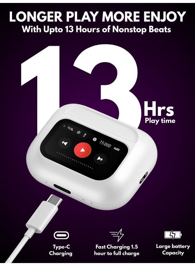 Smart Touchscreen In-Ear Bluetooth 5.0 Earphones – Sleek Display Case with Music Controls, Battery Indicator & Up to 13H Playback for Seamless Listening - Image 2