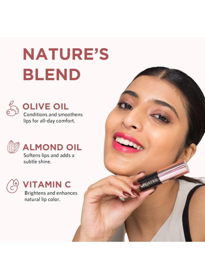Orgatre MoodBliss Creamy Matte Long Lasting Bullet Lipstick for Women | Intense Colour, Keeps Lips Moisturised | Non-Drying | Highly Pigmented Non-Transfer Formula | Enriched with Almond Oil (Ballet Blush, 3.2 gm) - Image 3