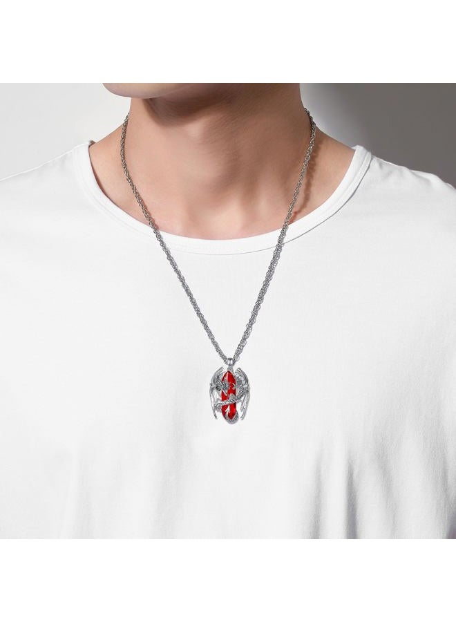 INFUSEU Dragon Necklaces with Healing Crystal Stone for Men Women, Unique Personalized Spiritual Gifts, 22+2 Inch Chain, 33mm, Stainless Steel Pendant, Crystal - Image 4