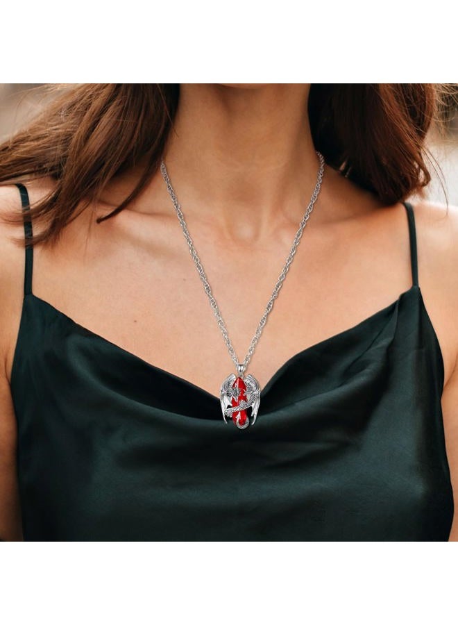 INFUSEU Dragon Necklaces with Healing Crystal Stone for Men Women, Unique Personalized Spiritual Gifts, 22+2 Inch Chain, 33mm, Stainless Steel Pendant, Crystal - Image 5