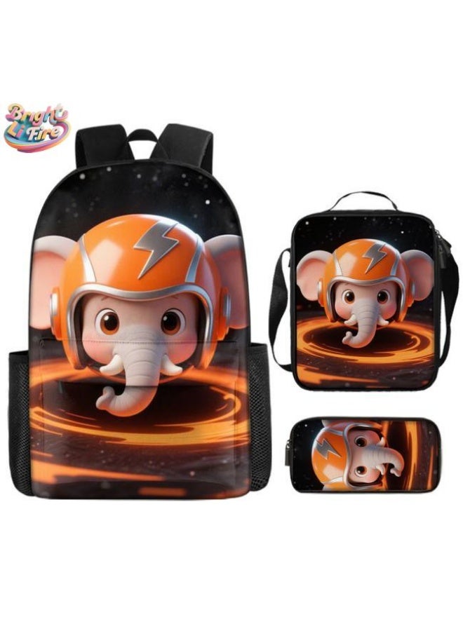 Bright Li Fire Unlock the new fashion of childish fun! Three-piece set of bags, cartoon elements for children and teenagers (students, children, friends' outings, mountain climbing, schooling, etc. can be used) - 18 - Image 1
