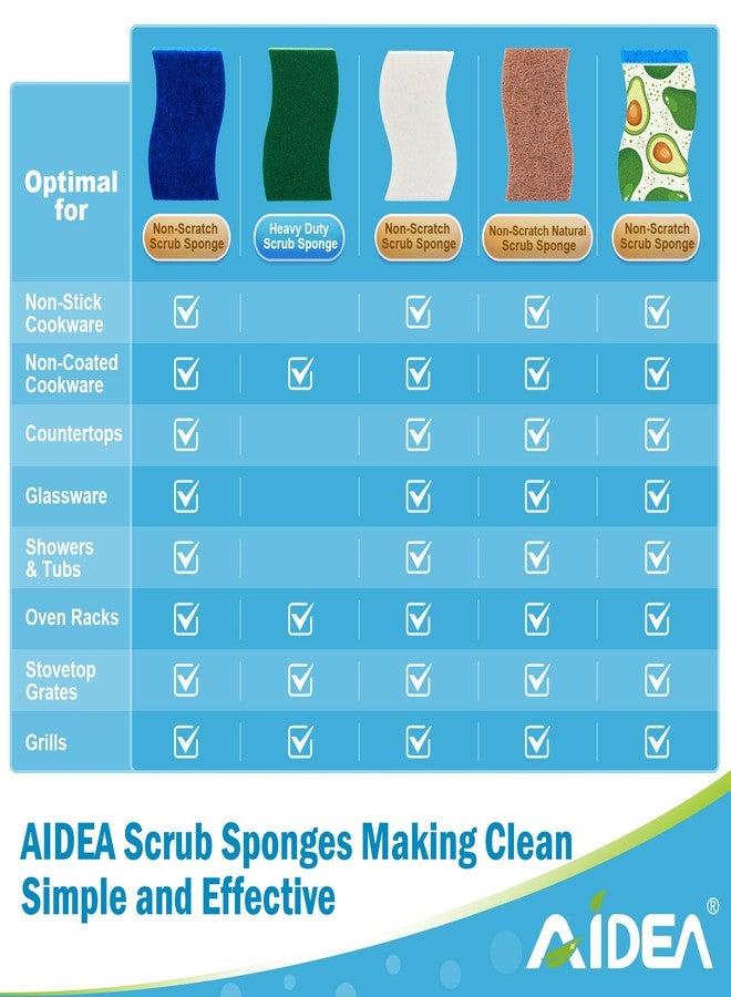AIDEA Non-Scratch Scrub Sponges-6Count, Sponges Kitchen, Natural Sponges for Non-Stick Cookware, Cellulose Sponges for Dishes, Cleaning Sponge for Kitchen, Bathroom, Household - Image 3