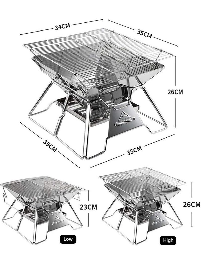 كامبينج مون كامبينغ مون شواية فحم محمولة قابلة للطي من الستانلس ستيل (MT-2) - Image 2