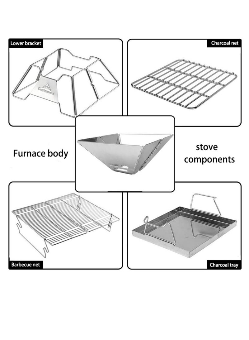 كامبينج مون كامبينغ مون شواية فحم محمولة قابلة للطي من الستانلس ستيل (MT-2) - Image 3