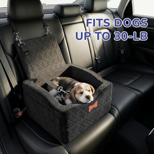 Konduone Dog Car Seat for Small Medium Dogs, 6" Elevated Dog Booster Seat with ISOFIX Safety Fixation, Washable Cover & High Density Memory Foam, Portable for Car Front/Rear/Trunk Home Outdoor Use (Jet Black) - Image 2