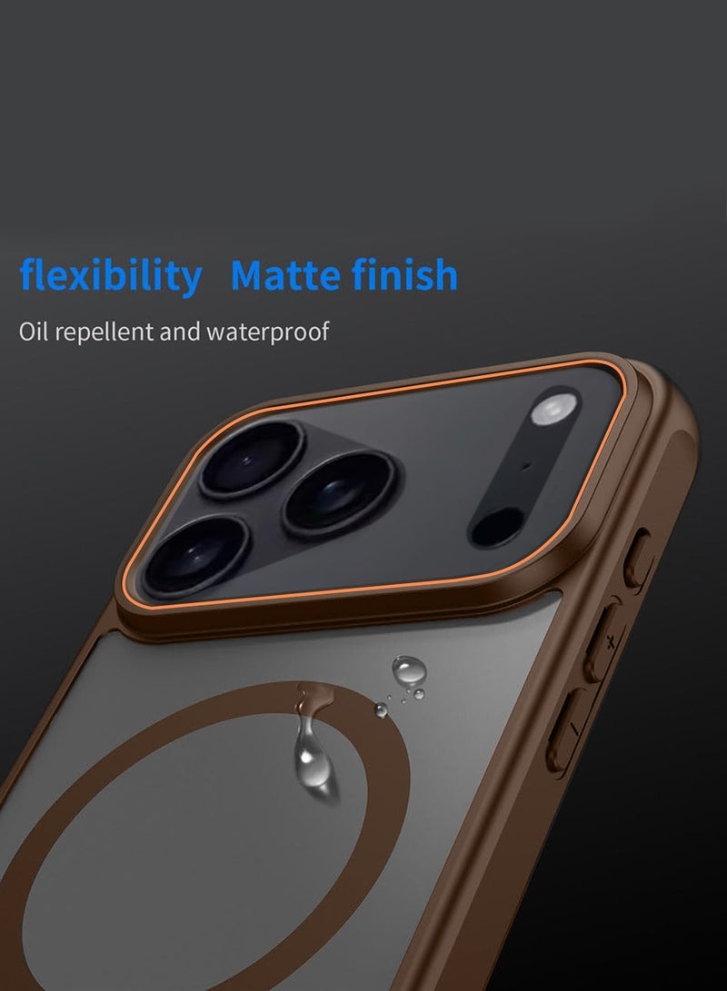 Wtech Apple iPhone 17 Pro Max 5G 2025 Hybrid Matte Translucent Back Cover Shockproof Hard PC Strong Magnetic Adsorption Case Cover (MCMPMN) - Brown - Image 5