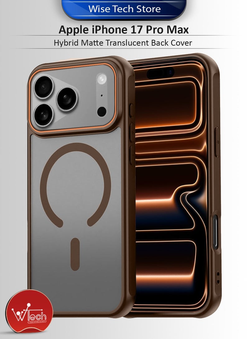 Wtech Apple iPhone 17 Pro Max 5G 2025 Hybrid Matte Translucent Back Cover Shockproof Hard PC Strong Magnetic Adsorption Case Cover (MCMPMN) - Brown - Image 1