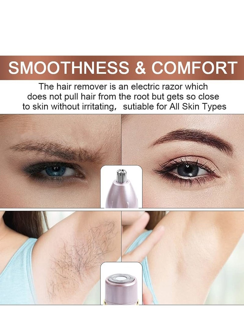 شو وو Facial Hair Remover for Women, 4 in 1 Eyebrow Trimmer Bikini Rechargeable Waterproof Painless Lady Shaver Lips Nose Face Body Peach Fuzz - Image 5