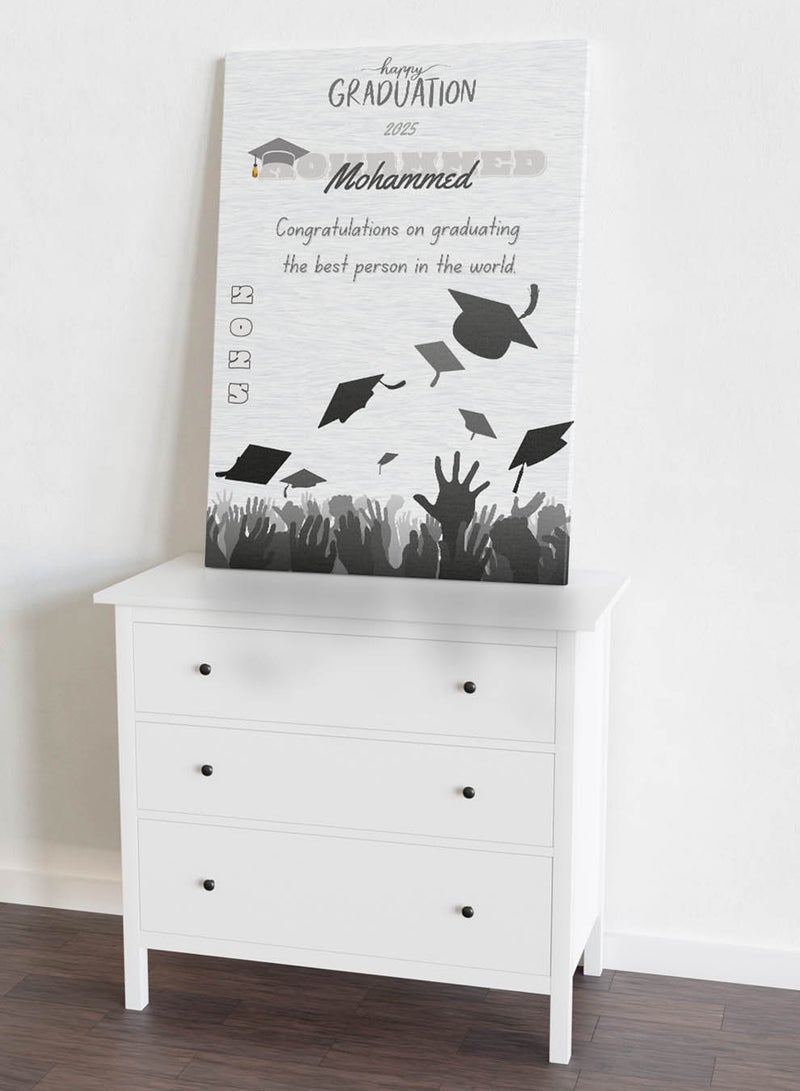لوحة كانفاس على إطار خشبي للتهنئة بالتخرج باسم الخريج قابل للتخصيص مع سنة التخرج وتصميم أفضل شخص في العالم - Image 5