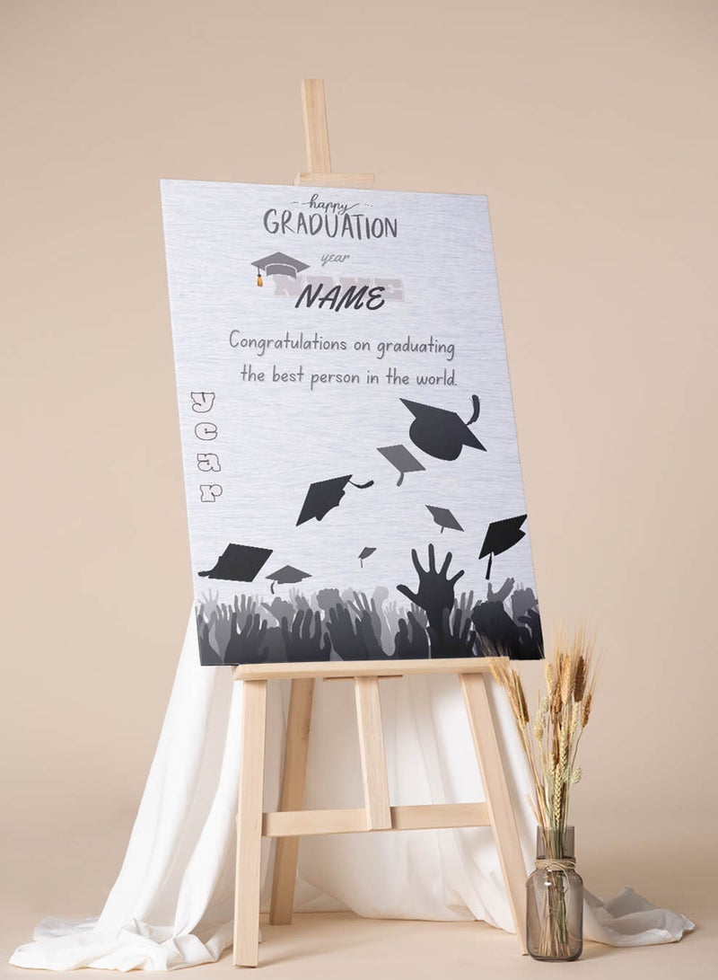 لوحة كانفاس على إطار خشبي للتهنئة بالتخرج باسم الخريج قابل للتخصيص مع سنة التخرج وتصميم أفضل شخص في العالم - Image 4