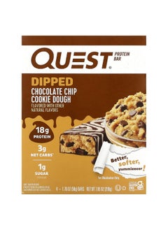 QUEST NUTRITION Quest Nutrition, Protein Bar, Dipped Chocolate Chip Cookie Dough, 4 Bars, 1.76 oz (50 g) Each 