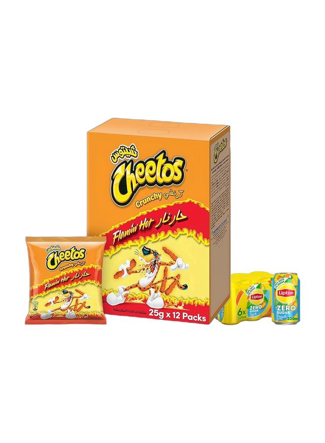 Lipton شيطوس مقرمش حار للغاية ، 25 جرام × 12 عبوة من 12 + ليبتون شاي مثلج بنكهة الخوخ بدون سكر 320 مل عبوة من 6 - Image 1