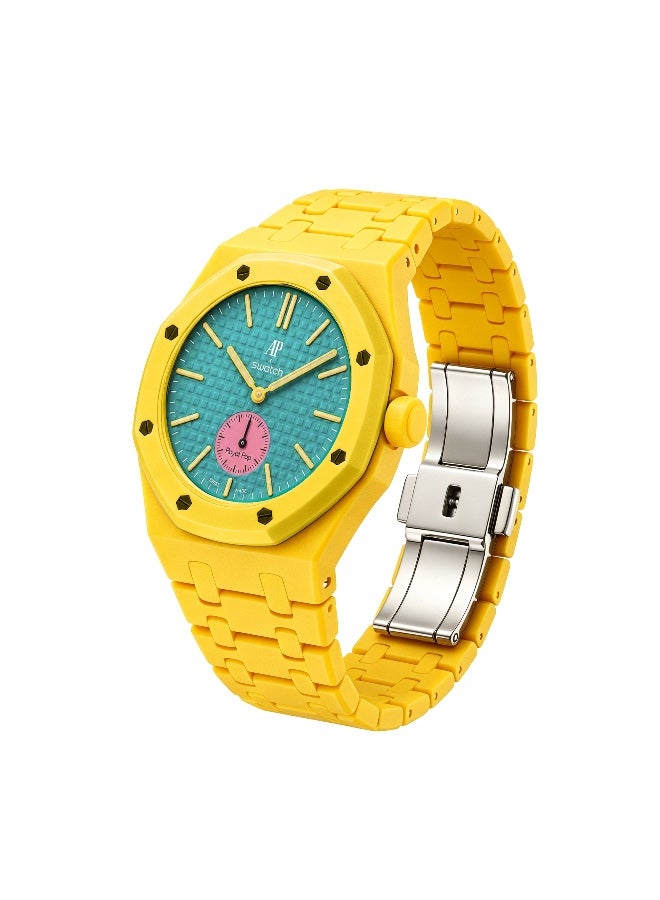 Ceramic Watch Strap Compatible with AP x Swatch Royal Pop Watch – Waterproof Replacement Strap with 3 O'Clock Crown Design - Image 1