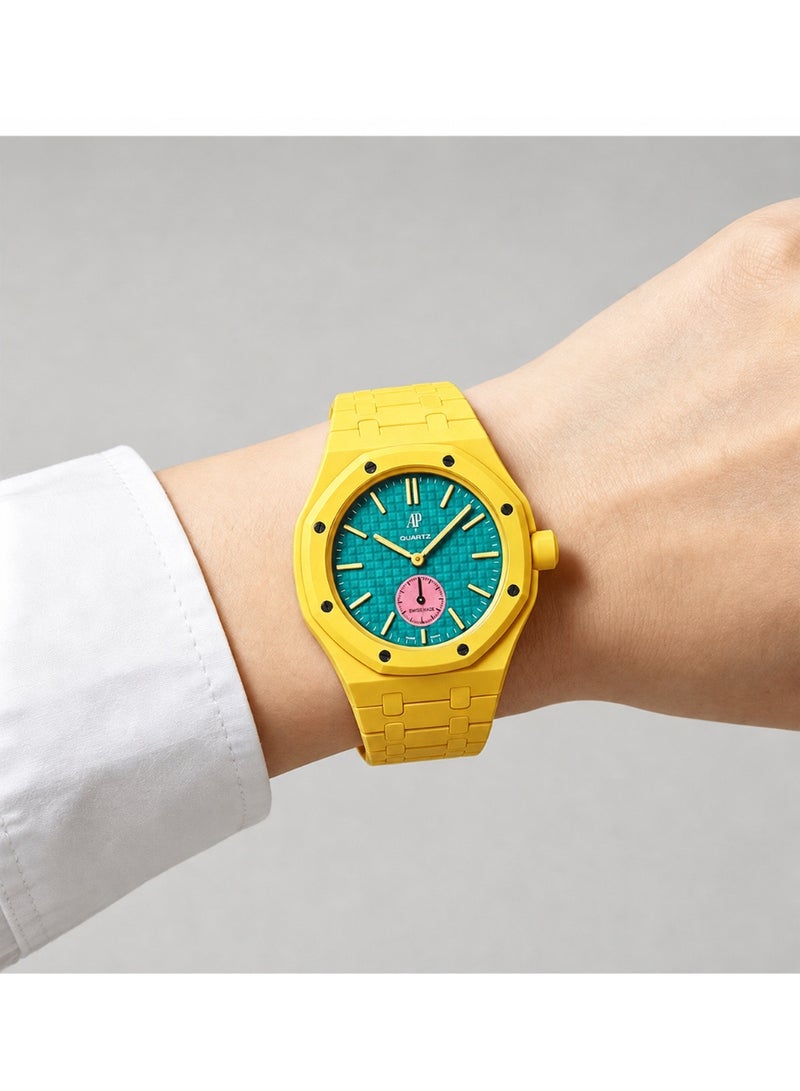 Ceramic Watch Strap Compatible with AP x Swatch Royal Pop Watch – Waterproof Replacement Strap with 3 O'Clock Crown Design - Image 2