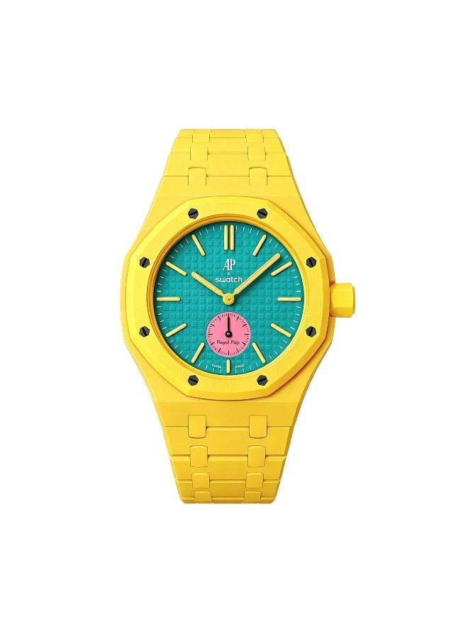 Ceramic Watch Strap Compatible with AP x Swatch Royal Pop Watch – Waterproof Replacement Strap with 3 O'Clock Crown Design - Image 4