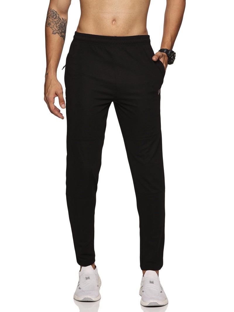 DOMIN8 Men's Slim Fit Track Pant with Elasticated Waist with Drawstring | Slim Fit Joggers for Men | for Running Gym Sports| for Men & Boys | Multipurpose Mens Lower Activewear Trousers Black - Image 1