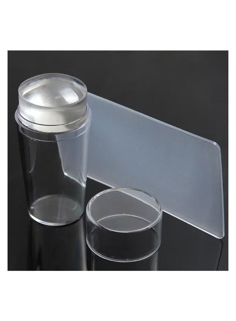 Generic Clear Jelly Soft Silicone Nail Art Stamping Stamper with Cap Image Plate Manicure Tools DIY Polish Kit - Image 4