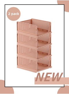 ViveLifDeco 2 Pack Pink wardrobe storage and organizing box，Drawer style wardrobe storage，Multi layer storage and foldable，Stackable storage box，Folding wardrobe storage box  - Image 1