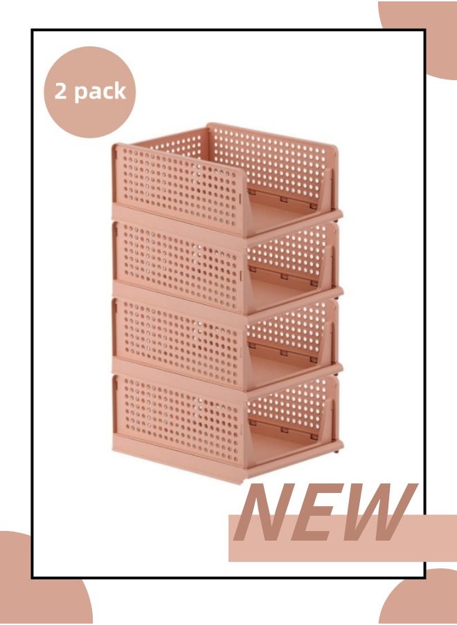 ViveLifDeco - 2 Pack Pink wardrobe storage and organizing box，Drawer style wardrobe storage，Multi layer storage and foldable，Stackable storage box，Folding wardrobe storage box - Image 1