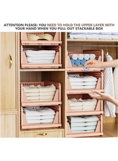 ViveLifDeco 2 Pack Pink wardrobe storage and organizing box，Drawer style wardrobe storage，Multi layer storage and foldable，Stackable storage box，Folding wardrobe storage box  - Image 4