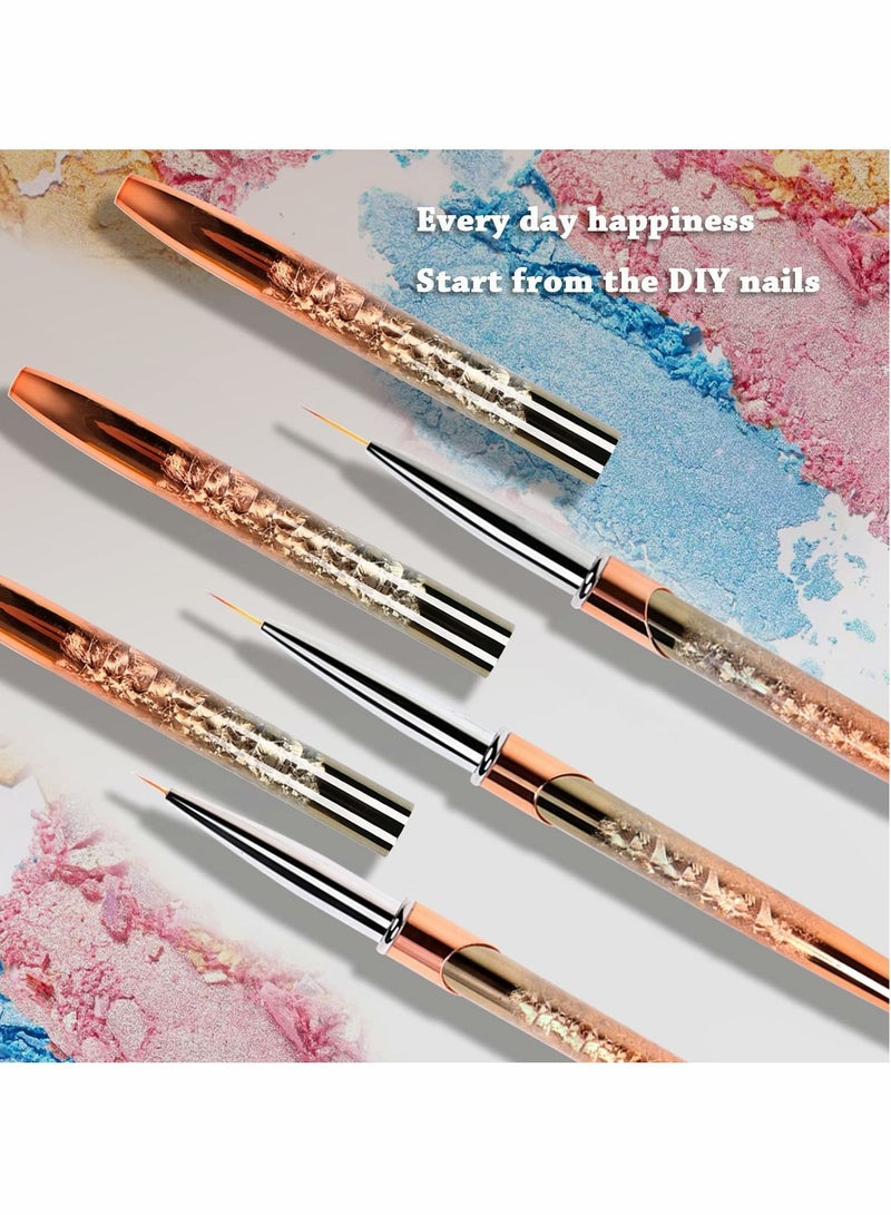 Y&D Nail Art Liner Brushes, UV Gel Painting Design Brush Unique Texture Metal Handle Drawing Pens Detail 3D 7mm 10mm 13mm (3pcs) - Image 4