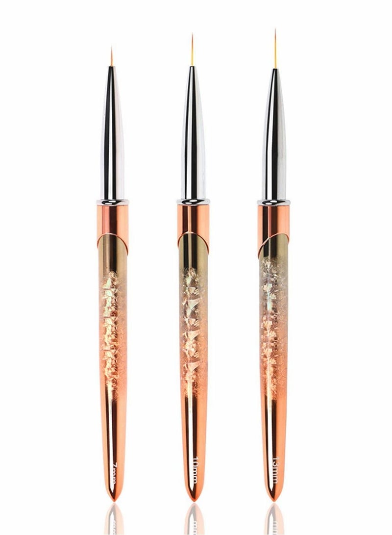 Y&D Nail Art Liner Brushes, UV Gel Painting Design Brush Unique Texture Metal Handle Drawing Pens Detail 3D 7mm 10mm 13mm (3pcs) - Image 1