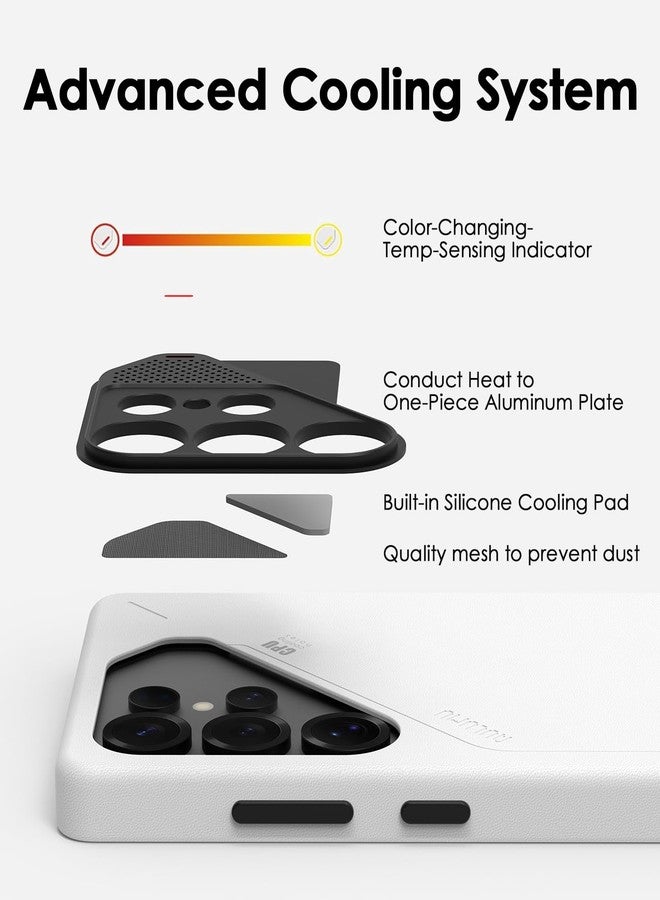 Aulumu S25 Ultra Galaxy Vegan Leather Magnetic Case | Compatible with MagSafe | Passive Cooling Samsung Galaxy S25 Ultra Case - White - Image 4