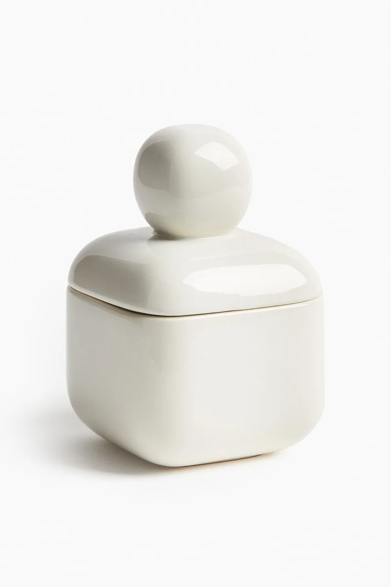 H&M Small stoneware box with a lid