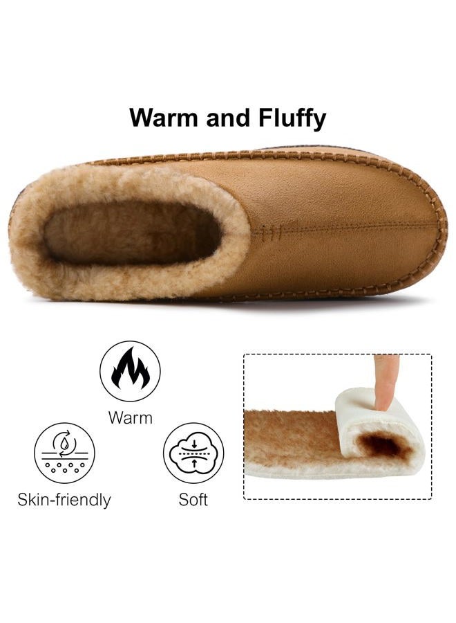 shoeslocker Mens Slippers Comfy Moccasin Slippers Wide Loafer House Shoes Indoor Outdoor, Beige, 11-12 - Image 5