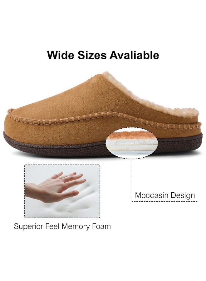 shoeslocker Mens Slippers Comfy Moccasin Slippers Wide Loafer House Shoes Indoor Outdoor, Beige, 11-12 - Image 4