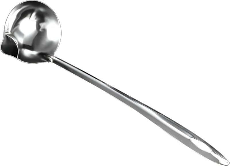 Cooking Ladle - Ergonomically balanced ladle with a long, sturdy stainless steel handle and wide bowl designed to skim fat from soups and broths, strain stocks, and keep sauces crystal clear. (2pcs)