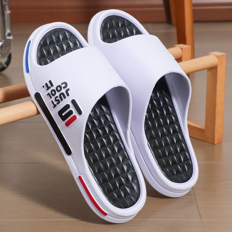 Slip-on Slippers Mens Summer Special Wear-resistant Indoor Autumn Thick-soled Slippers Home Non-slip Deodorant PVC Slippers 199 white thick bottom 