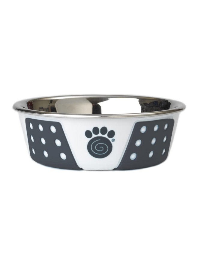 PetRageous 15000 Fiji Stainless Steel Non-Slip Dishwasher-Safe Dog Bowl 1.75-Cup Capacity 5.5-inch Diameter 1.75-inch Tall for Small and Medium Size Dogs and Cats, White and Slate Blue - Image 1