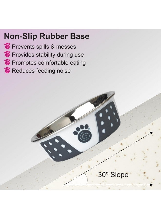 PetRageous 15000 Fiji Stainless Steel Non-Slip Dishwasher-Safe Dog Bowl 1.75-Cup Capacity 5.5-inch Diameter 1.75-inch Tall for Small and Medium Size Dogs and Cats, White and Slate Blue - Image 5