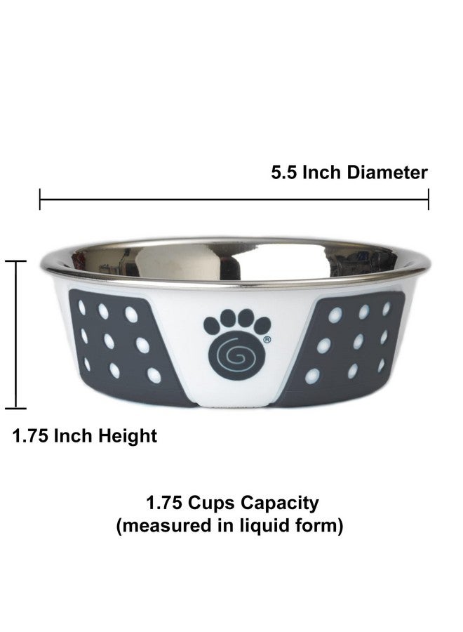 PetRageous 15000 Fiji Stainless Steel Non-Slip Dishwasher-Safe Dog Bowl 1.75-Cup Capacity 5.5-inch Diameter 1.75-inch Tall for Small and Medium Size Dogs and Cats, White and Slate Blue - Image 2