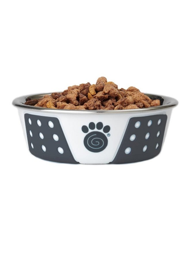 PetRageous 15000 Fiji Stainless Steel Non-Slip Dishwasher-Safe Dog Bowl 1.75-Cup Capacity 5.5-inch Diameter 1.75-inch Tall for Small and Medium Size Dogs and Cats, White and Slate Blue - Image 4