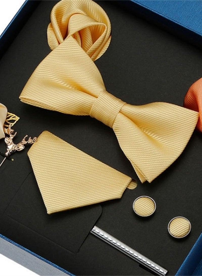 8 Pcs Men's tie pocket square cufflinks bow tie brooch set men's gift box set  - Image 4