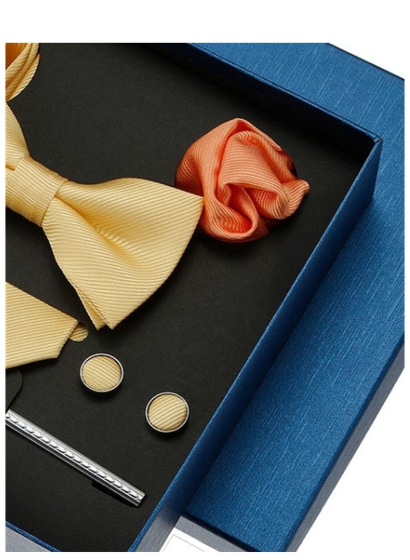 8 Pcs Men's tie pocket square cufflinks bow tie brooch set men's gift box set  - Image 3