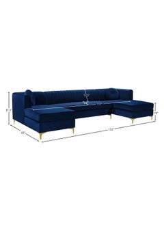 A to Z Furniture Zahra Fabric 3-Piece Sofa Set in Navy Blue Color U Shaped Sofa  - Image 4
