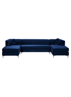A to Z Furniture Zahra Fabric 3-Piece Sofa Set in Navy Blue Color U Shaped Sofa  - Image 2