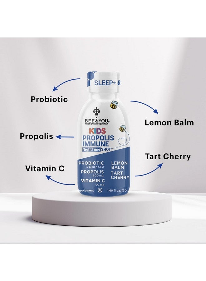BEE & YOU Bee and You Kids Propolis Immune Night Time Shot - Probiotic, Lemon Balm, Tart Cherry, Sleep Support, Immune Support, Gut Health 1.69 Fl. oz, 12 Pack - Image 2