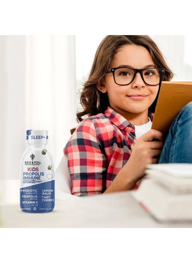 BEE & YOU Bee and You Kids Propolis Immune Night Time Shot - Probiotic, Lemon Balm, Tart Cherry, Sleep Support, Immune Support, Gut Health 1.69 Fl. oz, 12 Pack - Image 3