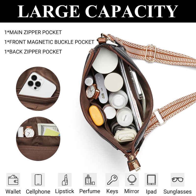 Mroede Crossbody Bags for Women Crossbody Purse for Women Vegan Leather Hobo Purses Shoulder Handbags with Detachable Strap for Daily Travel Work - Image 5