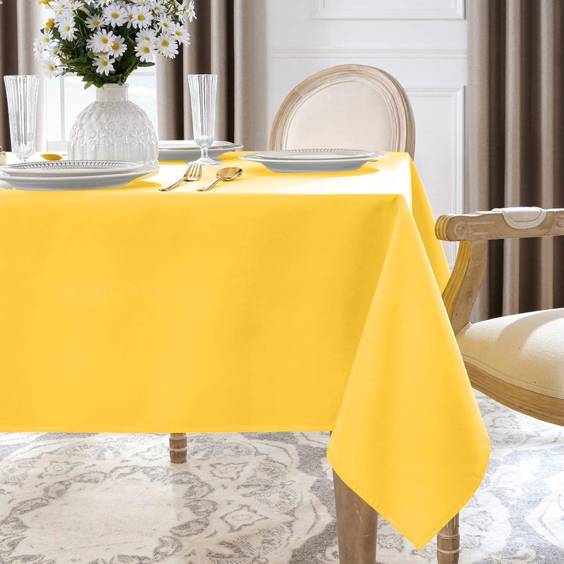 Softalker Rectangle Tablecloth  Waterproof & Stain Resistant Table Cloths Wrinkle Free 210GSM Fabric Washable Polyester Table Cover for Spring/Party/Outdoor - 60 x 120 inch Yellow - Image 3